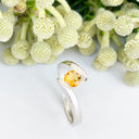 Silver Round Cut Citrine Twist Ring