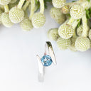 Silver Round Cut London Blue Topaz Twist Ring