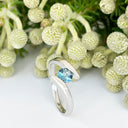 Silver Round Cut London Blue Topaz Twist Ring