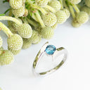 Silver Round Cut London Blue Topaz Twist Ring