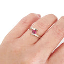Silver Round Cut Rhodolite Twist Ring