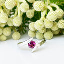 Silver Round Cut Rhodolite Twist Ring