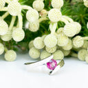 Silver Round Cut Rhodolite Twist Ring