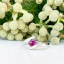 Silver Round Cut Rhodolite Twist Ring