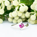 Silver Round Cut Rhodolite Twist Ring