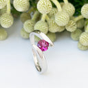 Silver Round Cut Rhodolite Twist Ring