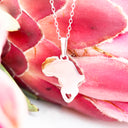 Silver Solid Africa Heart Map Pendant