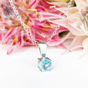 Silver Solitaire Blue Topaz Pendant 12mm x 5mm