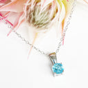 Silver Solitaire Blue Topaz Pendant 12mm x 5mm