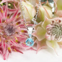 Silver Solitaire Blue Topaz Pendant 12mm x 5mm