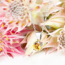 Silver Solitaire Citrine Pendant 12mm x 5mm