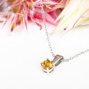 Silver Solitaire Citrine Pendant 12mm x 5mm