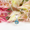 Silver Solitaire London Blue Topaz Pendant 12mm x 5mm