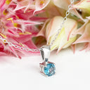 Silver Solitaire London Blue Topaz Pendant 12mm x 5mm