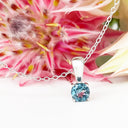 Silver Solitaire London Blue Topaz Pendant 12mm x 5mm