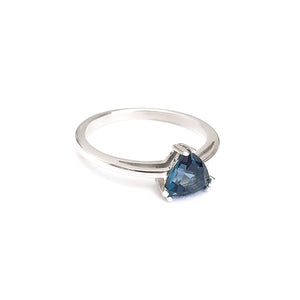 Silver Solitaire London Blue Topaz Trilliant Cut Ring
