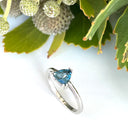 Silver Solitaire London Blue Topaz Trilliant Cut Ring