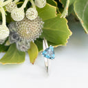 Silver Solitaire London Blue Topaz Trilliant Cut Ring