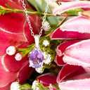 Silver Solitaire Oval Cut Pendant - Amethyst
