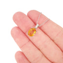 Silver Solitaire Oval Cut Pendant - Citrine