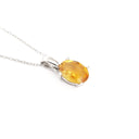 Silver Solitaire Oval Cut Pendant - Citrine