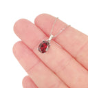 Silver Solitaire Oval Cut Pendant - Garnet