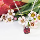 Silver Solitaire Oval Cut Pendant - Garnet