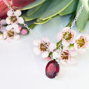 Silver Solitaire Oval Cut Pendant - Garnet