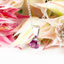Silver Solitaire Rhodolite Pendant 12mm x 5mm