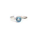 Silver Solitaire Round Tube Set London Blue Topaz Ring