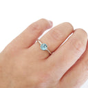 Silver Solitaire Round Tube Set London Blue Topaz Ring
