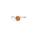 Silver Solitaire Round Tube Set Citrine Ring