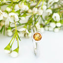 Silver Solitaire Round Tube Set Citrine Ring