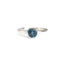 Silver Solitaire Round Tube Set London Blue Topaz Ring
