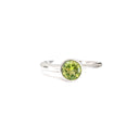 Silver Solitaire Round Tube Set Peridot Ring