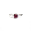 Silver Solitaire Round Tube Set Rhodolite Ring