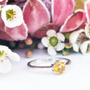 Silver Solitaire Six Claw Citrine Ring