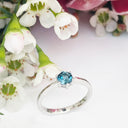 Silver Solitaire Six Claw London Blue Topaz Ring