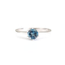 Silver Solitaire Six Claw London Blue Topaz Ring