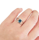 Silver Split Shank London Blue Round Bezel Set Ring