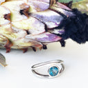 Silver Split Shank London Blue Round Bezel Set Ring