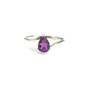 Silver Swish Pear Cut Amethyst Ring