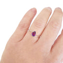 Silver Swish Pear Cut Amethyst Ring
