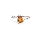 Silver Swish Pear Cut Citrine Ring