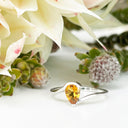 Silver Swish Pear Cut Citrine Ring