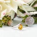 Silver Swish Pear Cut Citrine Ring
