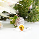 Silver Swish Pear Cut Citrine Ring