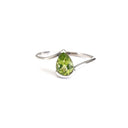 Silver Swish Pear Cut Peridot Ring