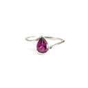 Silver Swish Pear Cut Rhodolite Ring