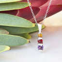 Silver Three Bar Pendant set with Amethyst, Garnet, Citrine